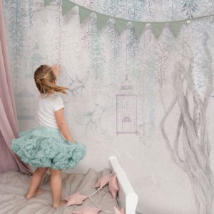 TAPETA DLA DZIEWCZYNKI WISTERIA KIDS MINT - MALUMI