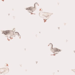 TAPETA DZIECIĘCA LOVE GEESE KREMOWY - DEKORILLO 