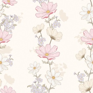 DEKORILLO KWIATY KOSMOSY ECRU - PRÓBKA TAPETY