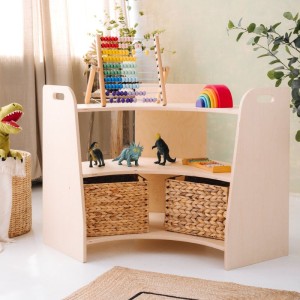 DREWNIANY REGAŁ MONTESSORI NAROŻNY WYSOKI - SKLEJKOVE
