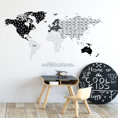 naklejka na ścianę mapa świata