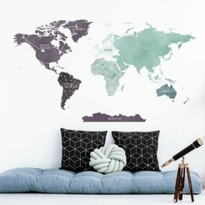NAKLEJKA NA ŚCIANĘ MAPA ŚWIATA DK333 - YOKO DESIGN