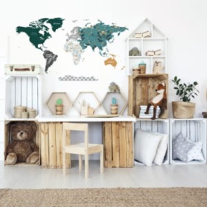 NAKLEJKA NA ŚCIANĘ MAPA ŚWIATA DK335 - YOKO DESIGN