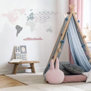NAKLEJKA NA ŚCIANĘ MAPA ŚWIATA DK340 - YOKO DESIGN