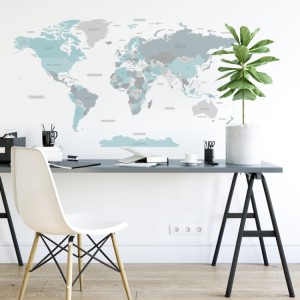 NAKLEJKA NA ŚCIANĘ MAPA ŚWIATA DK346 - YOKO DESIGN