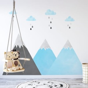 NAKLEJKA NA ŚCIANĘ NIEBIESKIE GÓRY I CHMURKI - YOKO DESIGN