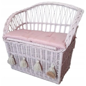 LITTLE DREAMS - WICKER BENCH WITH STORAGE DIRTY PINK