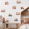 wall sticker construction vehicles boho
