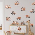 wall sticker construction vehicles boho