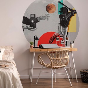 NAKLEJKA W KSZTAŁCIE KOŁA KOLAŻ SPORT - YOKO DESIGN