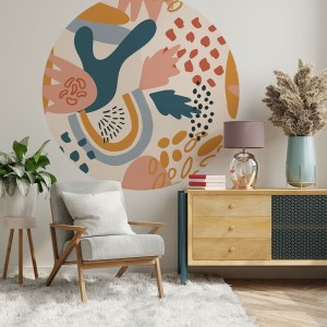 NAKLEJKA W KSZTAŁCIE KOŁA ABSTRAKCJA - YOKO DESIGN