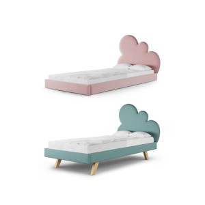 MINKO - ŁÓŻKO TAPICEROWANE DLA DZIECKA CHMURKA CLOUD LEGS TEXTI