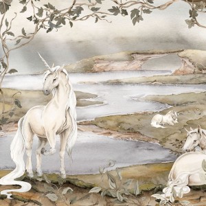 DEKORILLO MURAL MAGIC UNICORNS TAPETA Z JEDNOROŻCEM - PRÓBKA TAPETY