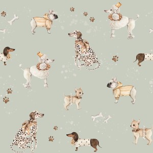 DEKORILLO TAPETA W PIESKI I LOVE DOGS MIĘTOWA - PRÓBKA TAPETY 