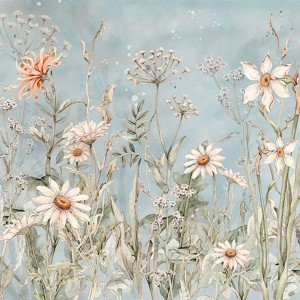 TAPETA DZIECIĘCA MURAL POLNE KWIATY BABY BLUE - DEKORILLO 