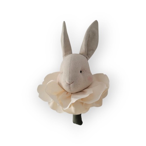 Rabbit natural in ivory flower
