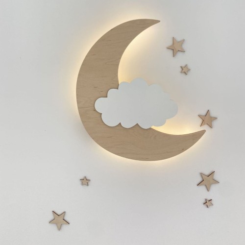 drewniakowa lampka księżyc nocna dla dziecka