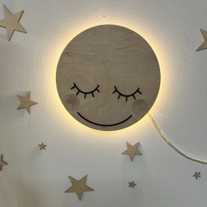 Lampka drewniana dla dzieci Księżyc w pełni
