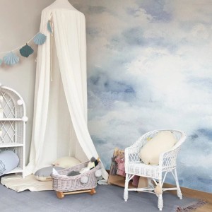 TAPETA DLA DZIECKA ZEPHYR BLUE - AKWARELOWE CHMURY - MALUMI