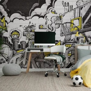 TAPETA DLA CHŁOPCA GRAFFITI YELLOW - MALUMI