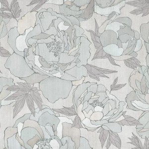 TAPETA DZIEWCZĘCA PEONIES SAGE GREY - MALUMI
