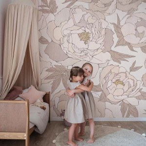 TAPETA DZIEWCZĘCA PEONIES SEPIA - MALUMI