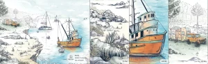 MALUMI BOATS TURQUOISE - PRÓBKA TAPETY  