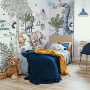 TAPETA DLA DZIECKA DINOZAURY DINO WORLD BLUE - MALUMI