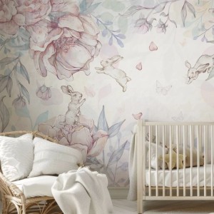 TAPETA DZIEWCZĘCA FLOWER BUNNIES BUBBLEGUM - MALUMI