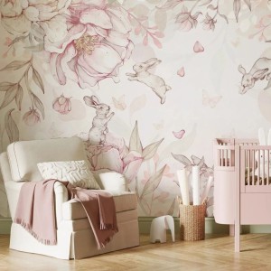 TAPETA DZIEWCZĘCA FLOWER BUNNIES PINK - MALUMI