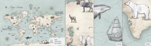 MALUMI MAPS MINT - PRÓBKA TAPETY  
