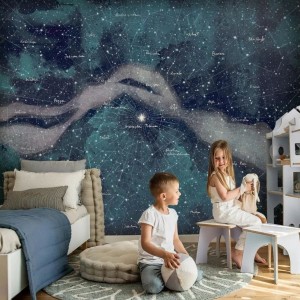 TAPETA DLA DZIECKA NOCNE NIEBO - GWIAZDOZBIORY - MALUMI