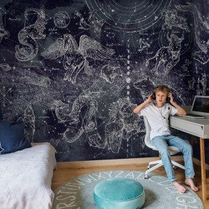 TAPETA DLA DZIECKA NOCNE NIEBO - ZNAKI ZODIAKU - MALUMI