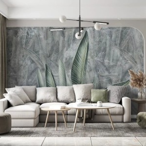 TAPETA JUNGLE LEAVES GREY - MALUMI