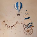 dekoracja retro na ścianę miś i cyrkowy rower
