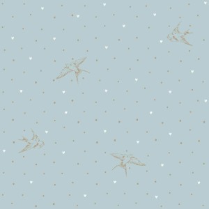 TAPETA SWALLOWS ON BLUE - DEKORNIK