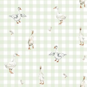 TAPETA DUCKS ON CHECK GREEN - DEKORNIK