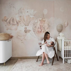 TAPETA DLA DZIECI Z LATAJĄCYMI BALONAMI BALLOONS BEIGE - MALUMI