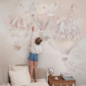TAPETA DLA DZIECI Z LATAJĄCYMI BALONAMI BALLOONS PINK