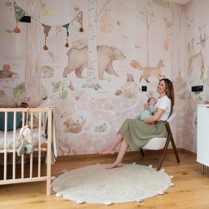 TAPETA DLA DZIECKA Z LEŚNYMI ZWIERZĄTKAMI MINI ZOO GREEN - MALUMI
