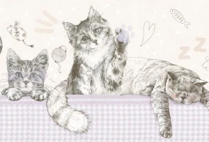 MALUMI KITTIES PURPLE- PRÓBKA TAPETY 
