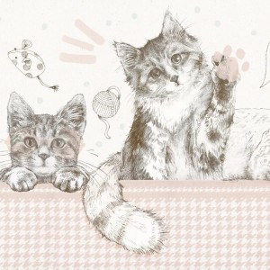 TAPETA Z KOTKAMI KITTIES BEIGE - MALUMI