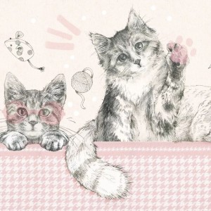 TAPETA Z KOTKAMI KITTIES PINK - MALUMI