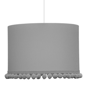 LAMPA SUFITOWA Z POMPONAMI PASTELOWY SZARY