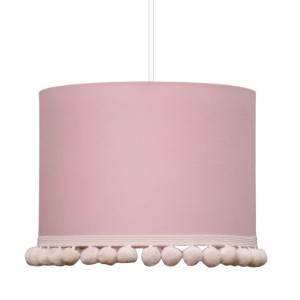 LAMPA SUFITOWA MINI Z POMPONAMI PASTELOWY RÓŻ 