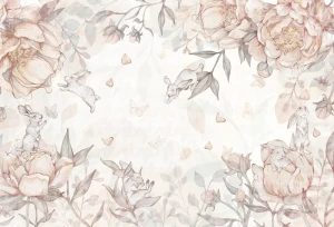 MALUMI FLOWER BUNNIES ROSE - PRÓBKA TAPETY  