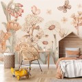 tapeta dla dziewczynki duże kwiaty boho