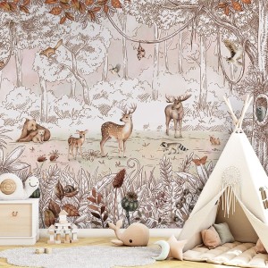 TAPETA LEŚNI PRZYJACIELE AUTUMN - PASTELOWE LOVE 