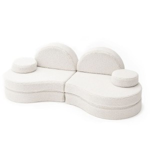 MEOW BABY - SOFA MODUŁOWA DLA DZIECKA COCCOLO 6 ELEMENTÓW BEARLY BRUDNA BIEL