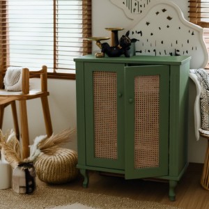 DREWNIANA KOMODA BOHO Z RATTANEM